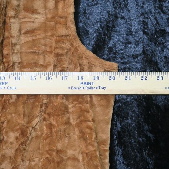 Blanc Noir Faux Fur Vest Brown Lined Outerwear Medium Tie Chenille Fuzzy Soft M - Picture 6 of 11